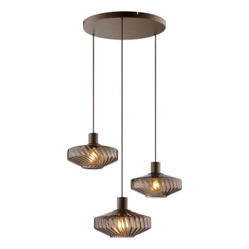 Brilliant - Pakabinamas šviestuvas ant laido LYN 3xE27/20W/230V Ø 69 cm ruda/dūminė ruda