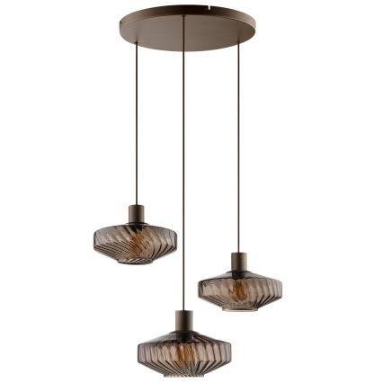 Brilliant - Pakabinamas šviestuvas ant laido LYN 3xE27/20W/230V Ø 69 cm ruda/dūminė ruda