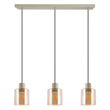 Brilliant - Pakabinamas šviestuvas ant laido LYSKA 3xE27/20W/230V kreminė/dūminė smėlinė