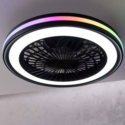 Brilliant - LED RGBW pritemdomas stropinis šviestuvas su ventiliatoriumi PALMERO LED/40W/230V 2700-6500K skersmuo 46,6 cm smėlinis + nuotolinis valdymas