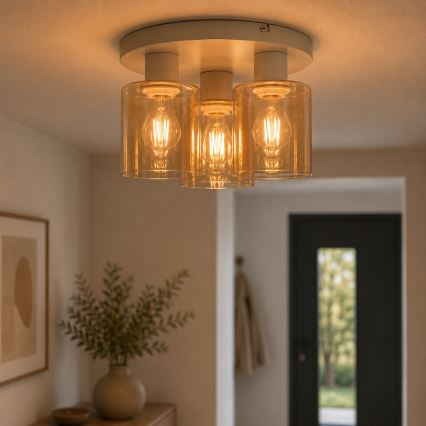 Brilliant - Prigludęs lubinis šviestuvas LYSKA 3xE27/20W/230V Ø 31 cm kreminė/dūminė smėlio spalvos