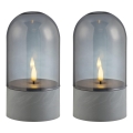 Brilliant - Rinkinys 2x LED žvakės ILLUSION LED/2xAA IP44 pilka/dūminė juoda