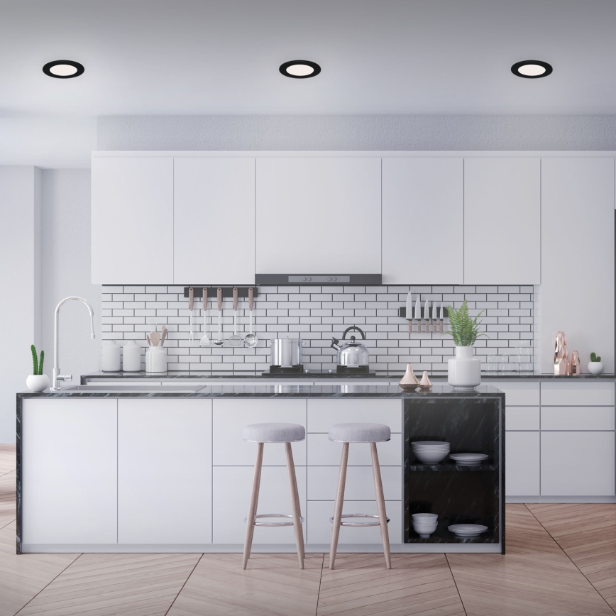 Brilo - Rinkinys (3 vnt.) LED vonios įleidžiamų šviestuvų FLAT LED/6W/230V IP44, juodos