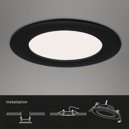 Brilo - Rinkinys (3 vnt.) LED vonios įleidžiamų šviestuvų FLAT LED/6W/230V IP44, juodos