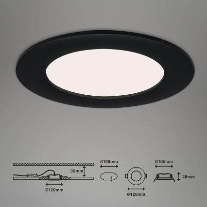 Brilo - Rinkinys (3 vnt.) LED vonios įleidžiamų šviestuvų FLAT LED/6W/230V IP44, juodos