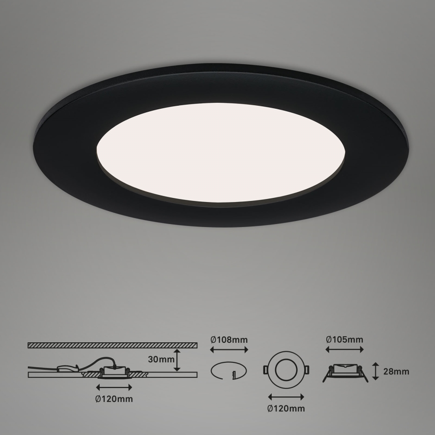 Brilo - Rinkinys (3 vnt.) LED vonios įleidžiamų šviestuvų FLAT LED/6W/230V IP44, juodos