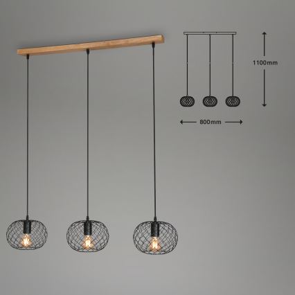 Brilo 4037-035 - Pakabinama liustra ant laido 3xE27/40W/230V