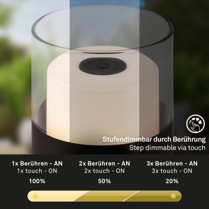 Brilo - dimeriuojama lauko įkraunama stalinė LED lempa LILET LED/2W/5V IP44
