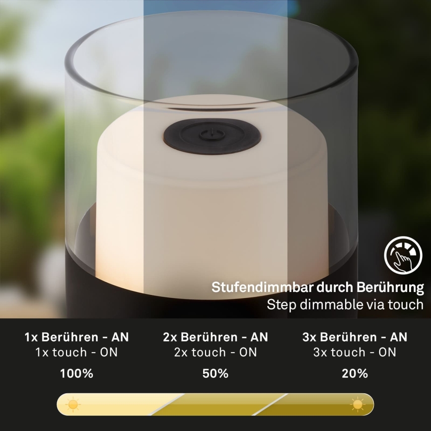 Brilo - dimeriuojama lauko įkraunama stalinė LED lempa LILET LED/2W/5V IP44