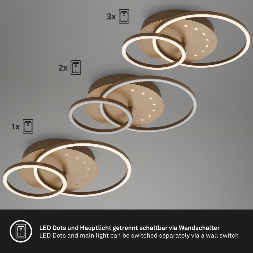 Brilo - Dimeriuojamas LED lubinis šviestuvas LED/26W/230V 3000K rudas