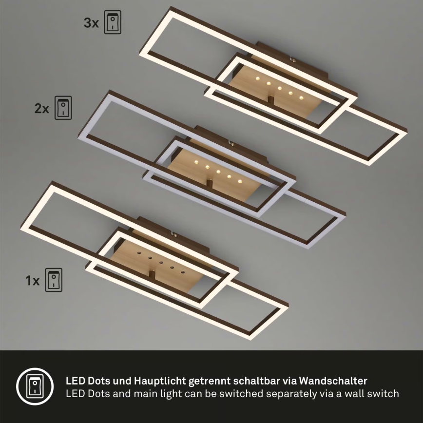 Brilo - Dimeriuojamas lubinis LED šviestuvas LED/30W/230V 3000K rudas