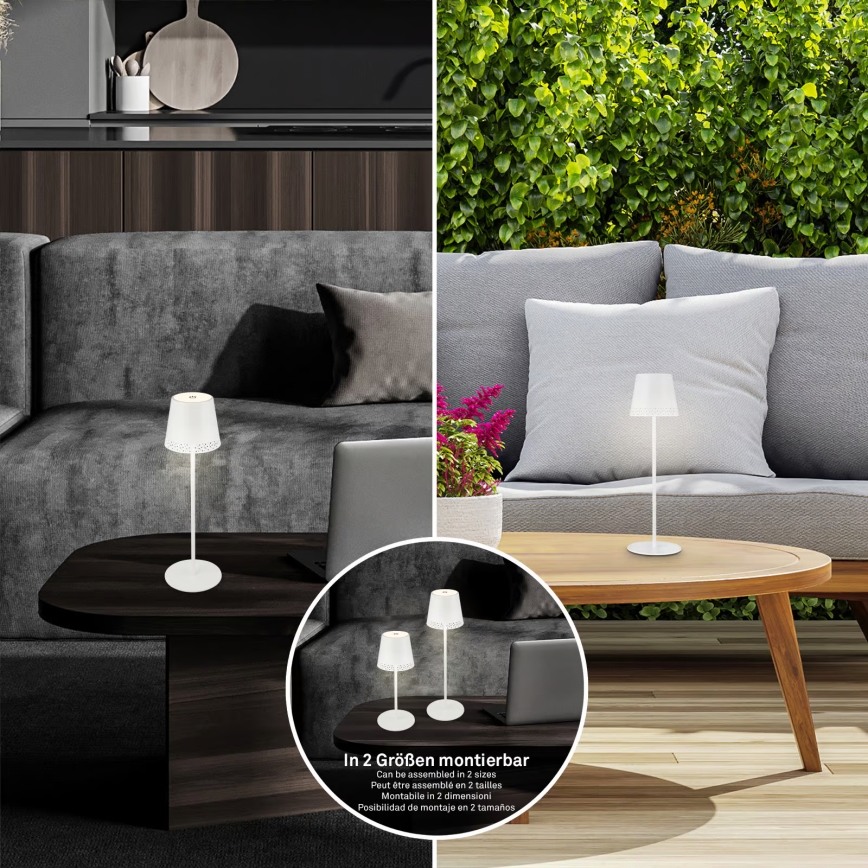 Brilo - LED reguliuojamo ryškumo įkraunama jutiklinė lauko stalinė lempa KIKI LED/2,6W/5V IP44 2600 mAh balta