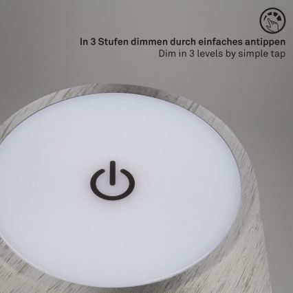 Brilo - LED su reguliuojamu ryškumu įkraunama jutiklinė lauko stalinė lempa KIKI LED/2,6W/5V IP44 2600 mAh sidabrinė