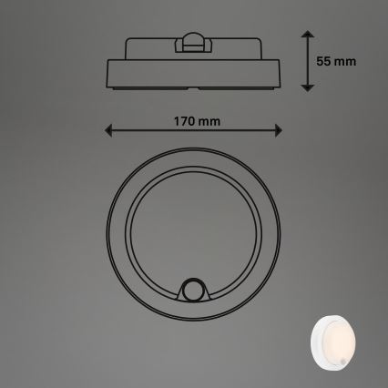 Brilo - įkraunamas lauko LED sieninis šviestuvas su jutikliu LED/4W/5V 4400 mAh IP44 baltas