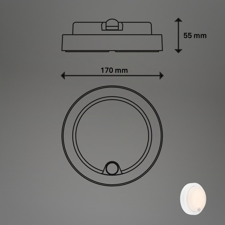 Brilo - įkraunamas lauko LED sieninis šviestuvas su jutikliu LED/4W/5V 4400 mAh IP44 baltas