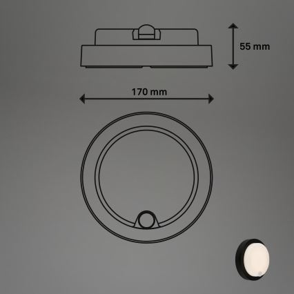 Brilo - įkraunamas lauko sieninis LED šviestuvas su jutikliu LED/4W/5V 4400 mAh IP44 juodas