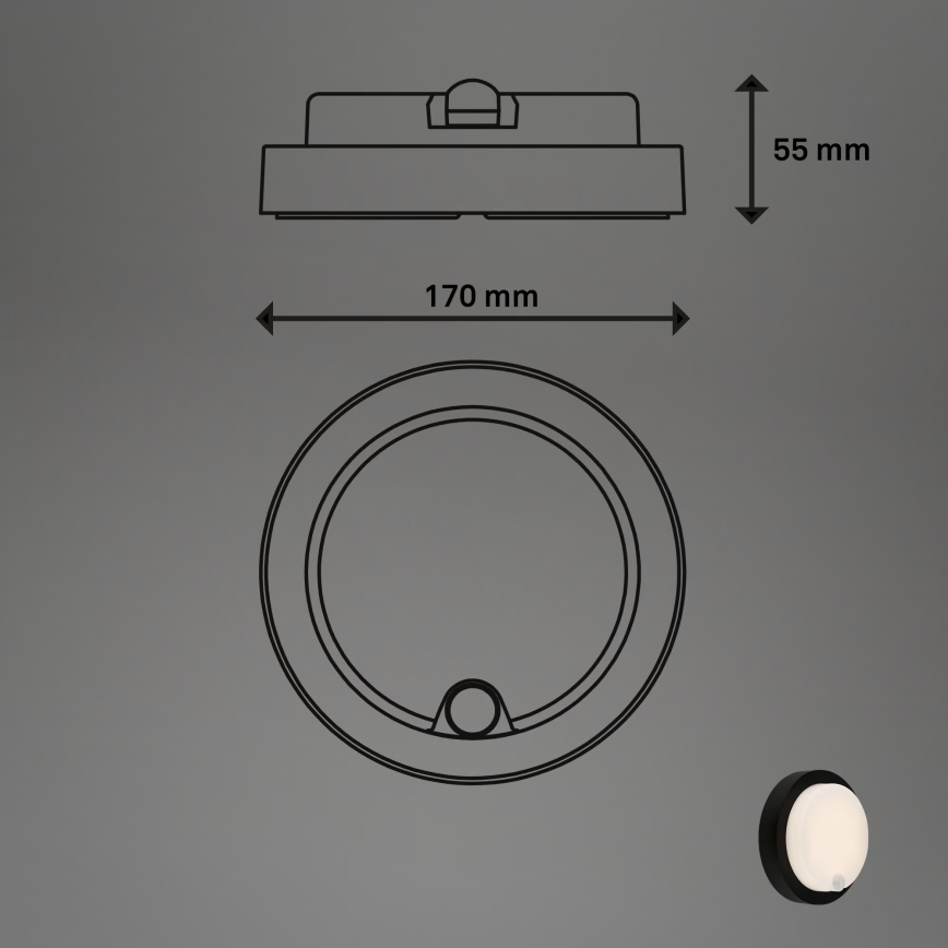 Brilo - įkraunamas lauko sieninis LED šviestuvas su jutikliu LED/4W/5V 4400 mAh IP44 juodas
