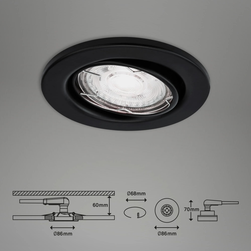 Brilo - KOMPLEKTAS 3x LED įleidžiamas lubinis vonios šviestuvas 1xGU10/5W/230V IP23 juoda