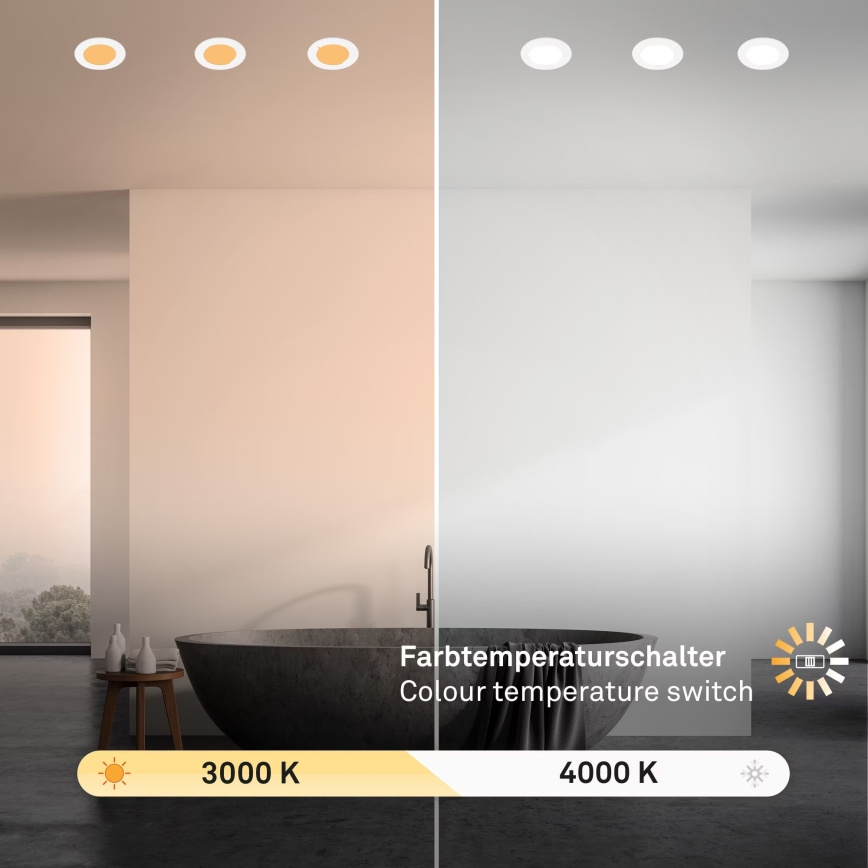 Brilo - KOMPLEKTAS 3x LED įleidžiamas lubinis vonios šviestuvas LED/4W/230V IP44 3000/4000K balta