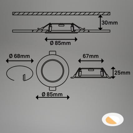 Brilo - KOMPLEKTAS 3x LED įleidžiamas lubinis vonios šviestuvas LED/4W/230V IP44 3000/4000K balta