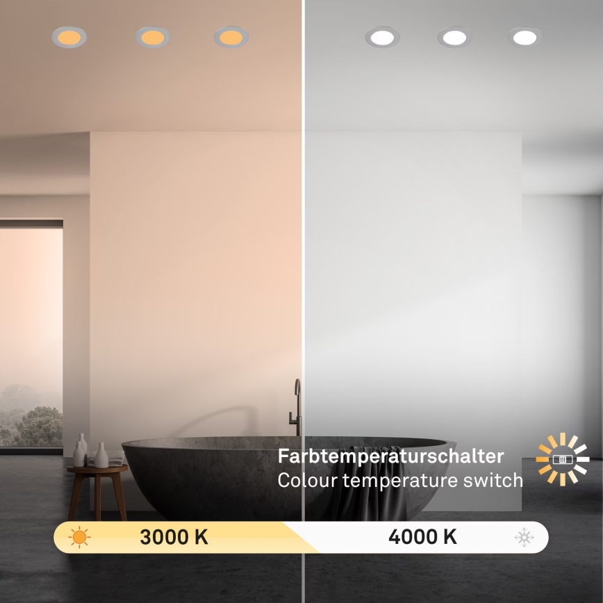 Brilo - KOMPLEKTAS 3x LED įleidžiamas lubinis vonios šviestuvas LED/4W/230V IP44 3000/4000K sidabras