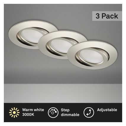 Brilo - KOMPLEKTAS 3x LED Reguliuojamas vonios įleidžiamas šviestuvas LED/5W/230V IP23 matinis chromas