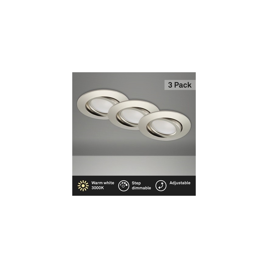Brilo - KOMPLEKTAS 3x LED Reguliuojamas vonios įleidžiamas šviestuvas LED/5W/230V IP23 matinis chromas