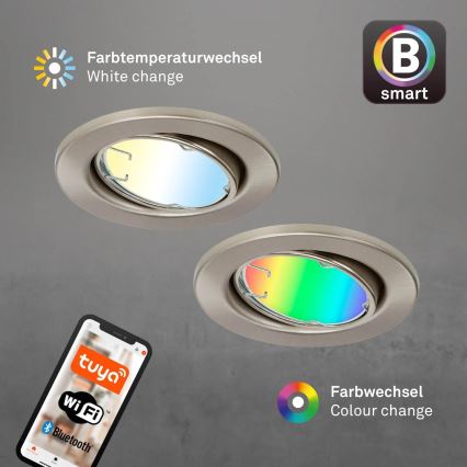 Brilo - KOMPLEKTAS 3x LED RGBW Dimbare Badkamer lempa 1xGU10/4,9W/230V 2700-6500K Wi-Fi Tuya IP23 + nuotolinio valdymo pultas