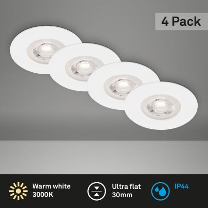 Brilo - KOMPLEKTAS 4x LED įleidžiamas lubinis vonios šviestuvas LED/4,9W/230V IP44 balta