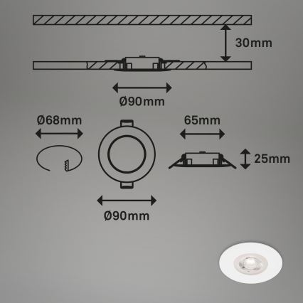 Brilo - KOMPLEKTAS 4x LED įleidžiamas lubinis vonios šviestuvas LED/4,9W/230V IP44 balta