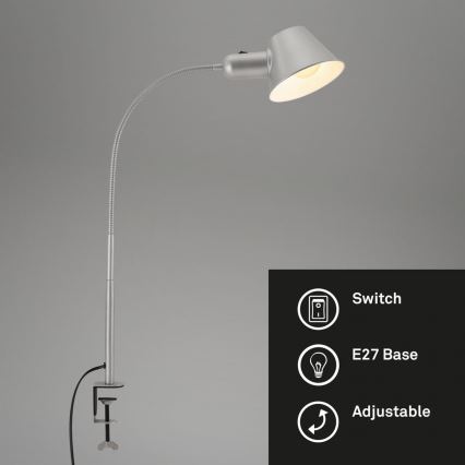 Brilo - Lankstus Stalinis šviestuvas su segtuku 1xE27/10W/230V sidabras