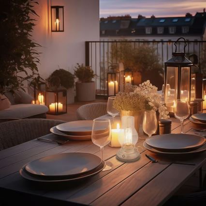 Brilo - LED dimeriuojama lauko įkraunama stalinė lempa KANEA LED/1,5W/5V IP44 1200 mAh smėlio spalvos