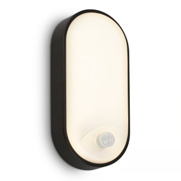 Brilo - lauko sieninis LED šviestuvas su judesio ir sutemų jutikliu RUCH LED/12W/230V IP65 juodas