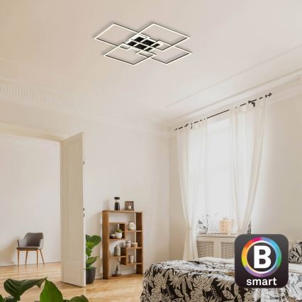 Brilo - LED Pritemdomas lubų šviestuvas FRAME LED/50W/230V 2700-6500K 72,4x72,4cm juoda Wi-Fi Tuya + nuotolinis valdymas