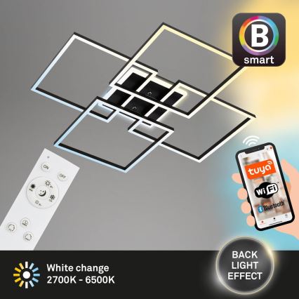 Brilo - LED Pritemdomas lubų šviestuvas FRAME LED/50W/230V 2700-6500K 72,4x72,4cm juoda Wi-Fi Tuya + nuotolinis valdymas