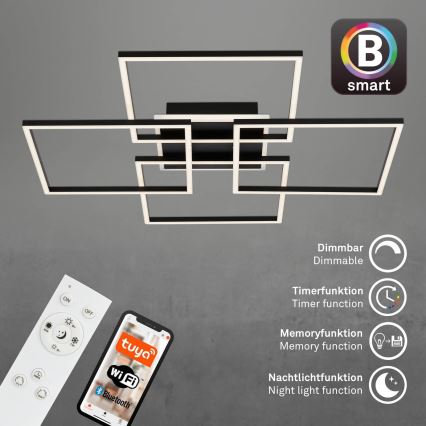 Brilo - LED Pritemdomas lubų šviestuvas FRAME LED/50W/230V 2700-6500K 72,4x72,4cm juoda Wi-Fi Tuya + nuotolinis valdymas