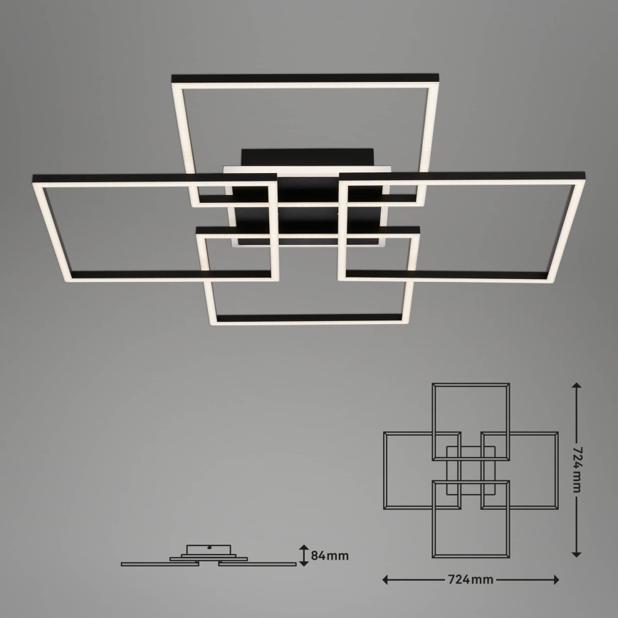 Brilo - LED Pritemdomas lubų šviestuvas FRAME LED/50W/230V 2700-6500K 72,4x72,4cm juoda Wi-Fi Tuya + nuotolinis valdymas