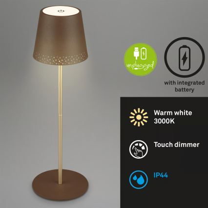 Brilo - LED dimeriuojama įkraunama jutiklinė lauko stalo lempa KIKI LED/2,6W/5V IP44 2600 mAh ruda