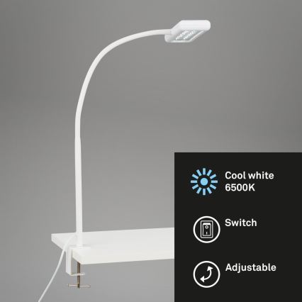 Brilo - LED Lankstus Stalinis šviestuvas su segtuku TRASNA LED/7,5W/230V balta