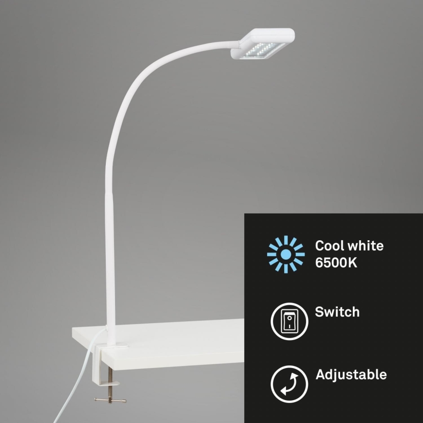Brilo - LED Lankstus Stalinis šviestuvas su segtuku TRASNA LED/7,5W/230V balta