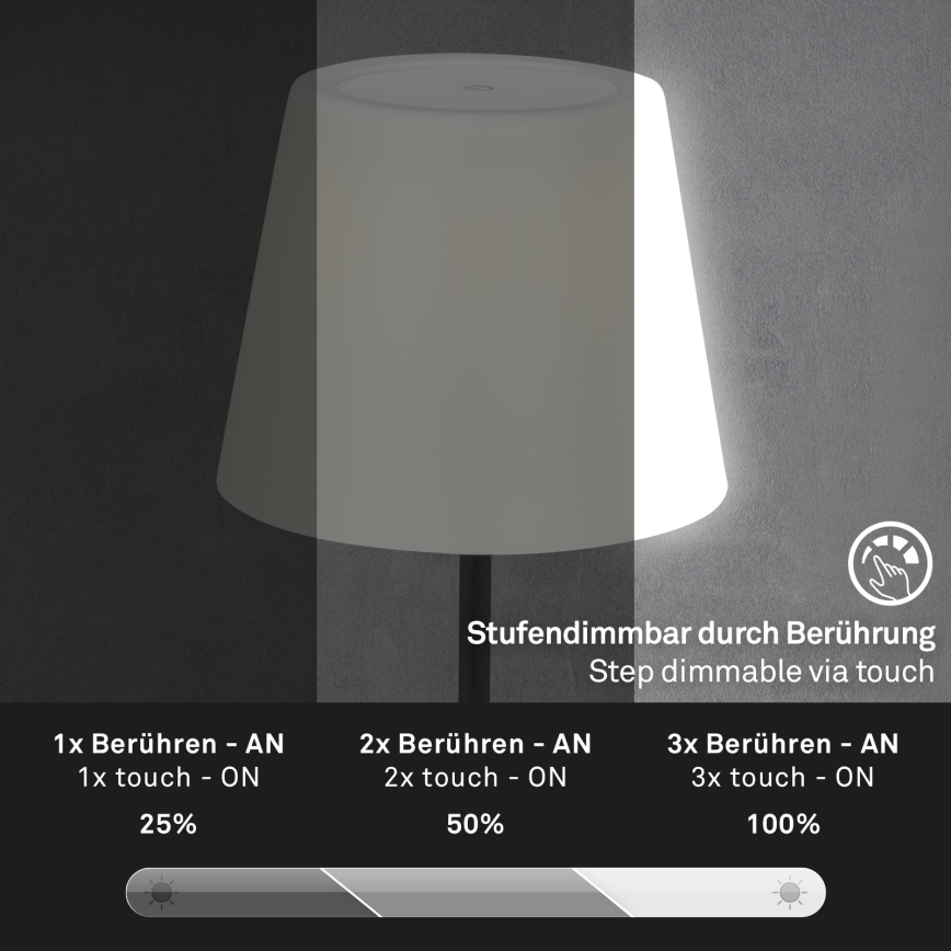 Brilo - LED Lauko pritemdomas įkraunamas lempa LED/3W/5V IP44 2000 mAh