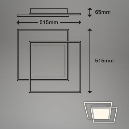 Brilo - LED lubinis šviestuvas 2xLED/16W/230V + LED/19W 51,5x51,5 cm matinis chromas