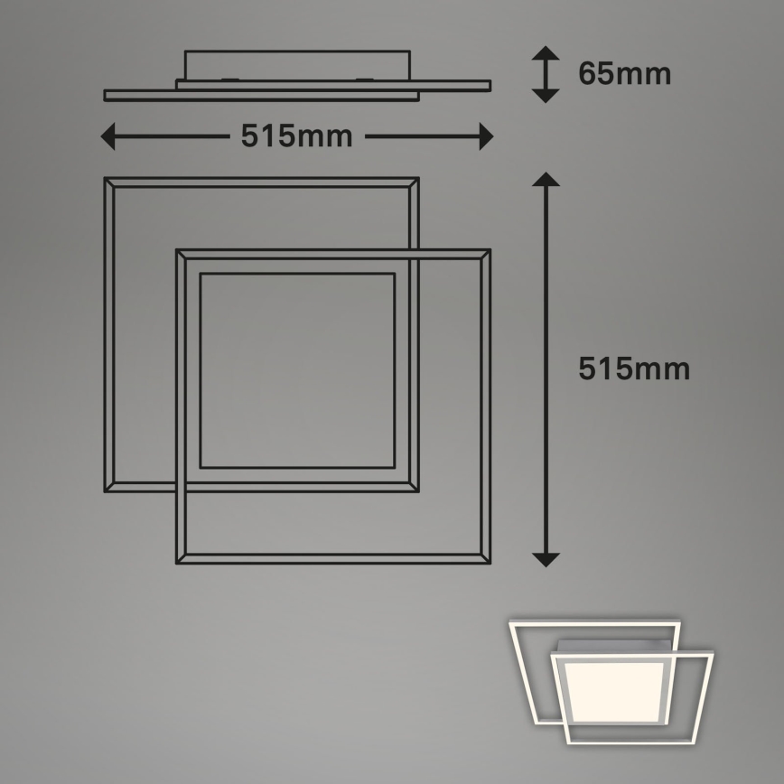 Brilo - LED lubinis šviestuvas 2xLED/16W/230V + LED/19W 51,5x51,5 cm matinis chromas