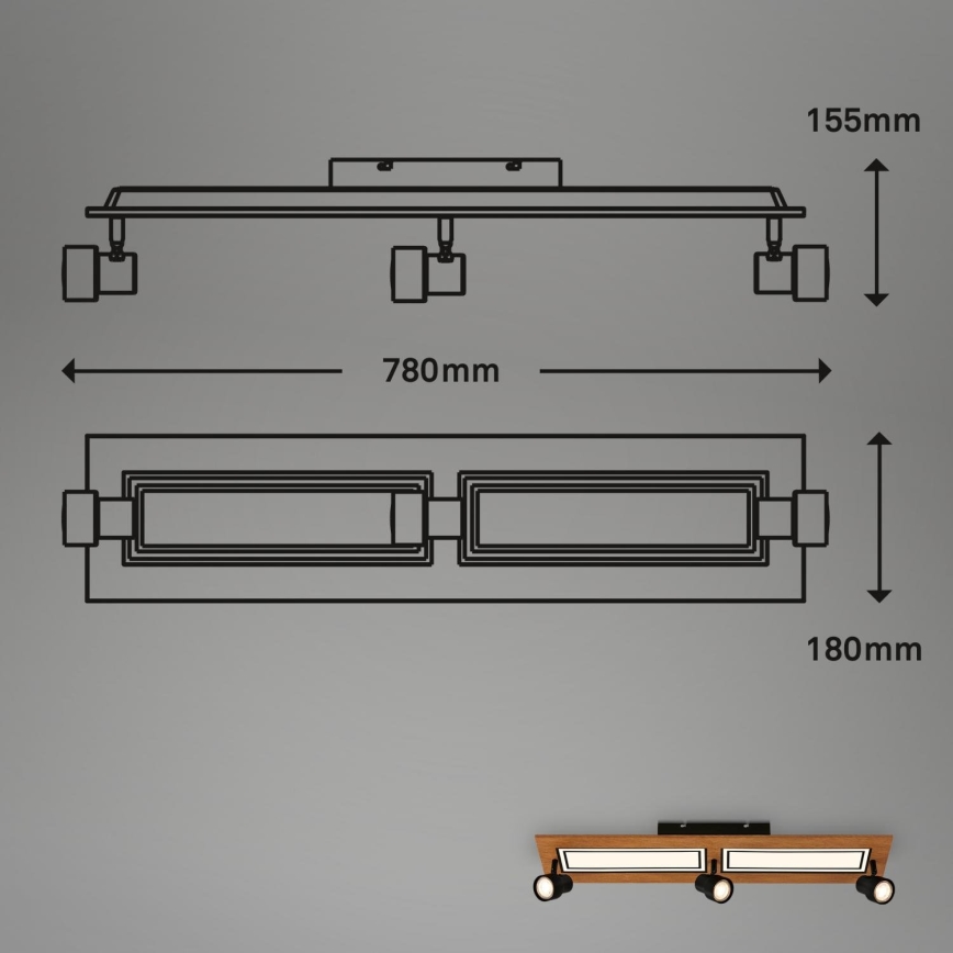 Brilo - LED lubinis šviestuvas LED/24W/230V + 3xGU10/9W 3000K