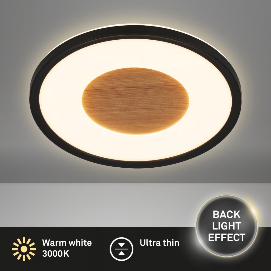 Brilo - LED lubinis šviestuvas SUFIT WOOD LED/18W/230V 3000K skersm. 29 cm