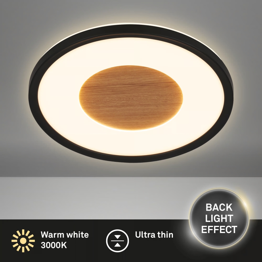 Brilo - LED lubų šviestuvas SUFIT WOOD LED/18W/230V 3000K Ø 29 cm