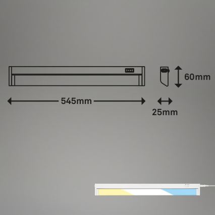 Brilo - LED po spintelės šviestuvas LED/6W/230V 2700/4000/6500K 54,5 cm balta