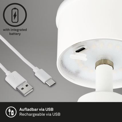 Brilo - LED Pritemdoma įkraunama lauko stalinė lempa LED/3,5W/5V IP44 balta