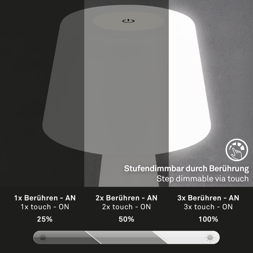 Brilo - LED Pritemdoma įkraunama lauko stalinė lempa LED/3,5W/5V IP44 balta