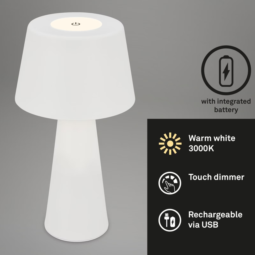 Brilo - LED Pritemdoma įkraunama lauko stalinė lempa LED/3,5W/5V IP44 balta